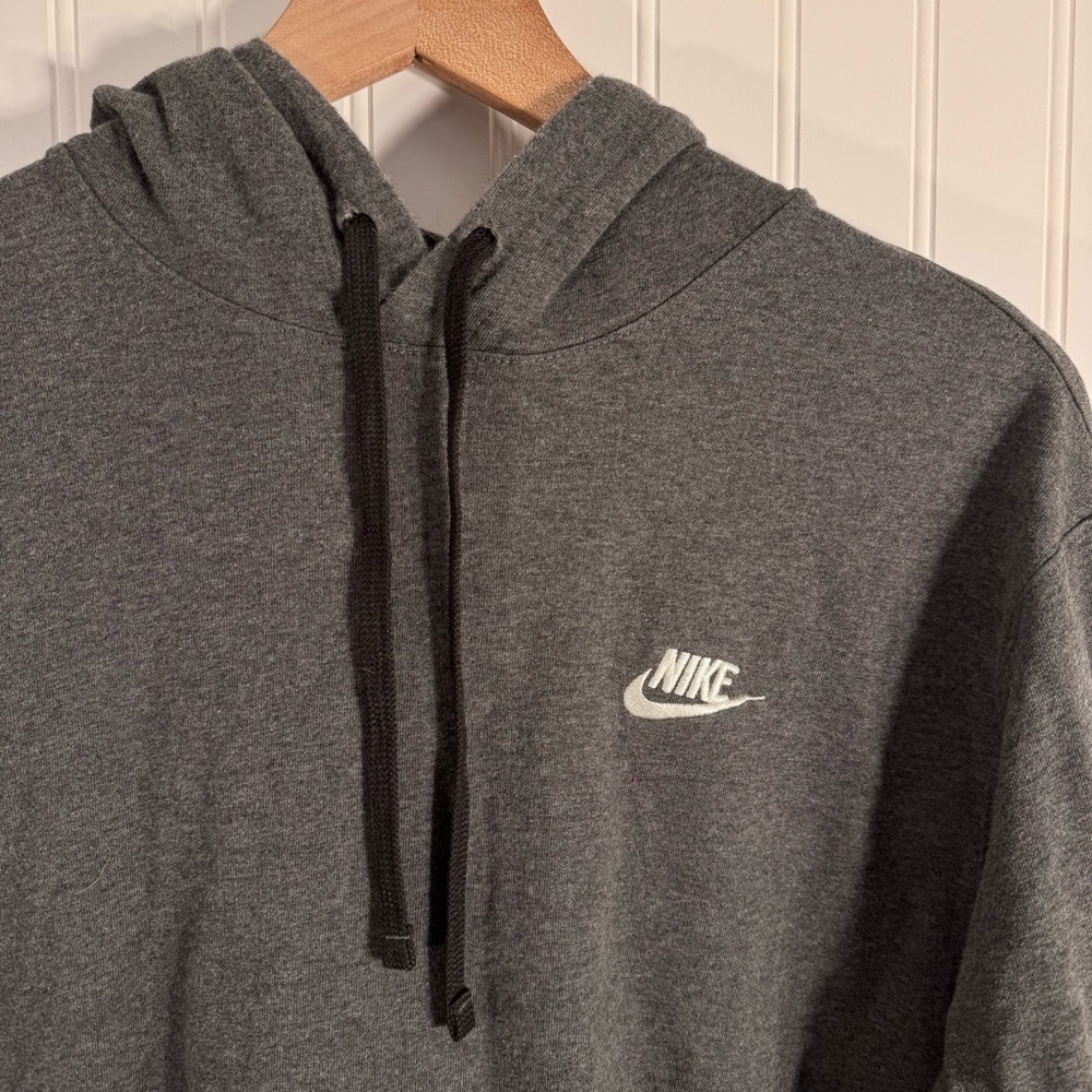 Nike Men's Charcoal Gray Hoodie Pullover Sweatshirt 100% Cotton Size Medium - Picture 2 of 9